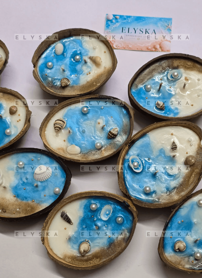 Beach Themed Coconut Shell Candle
