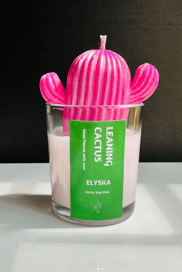 Leaning Cactus Candle in a Shot Glass