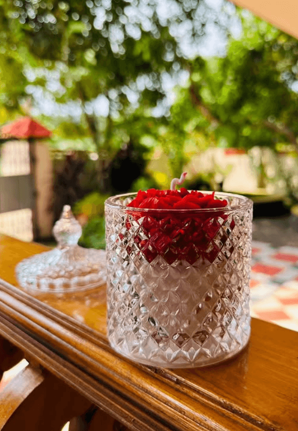 Rose Petal Crystal Glass Jar Candle