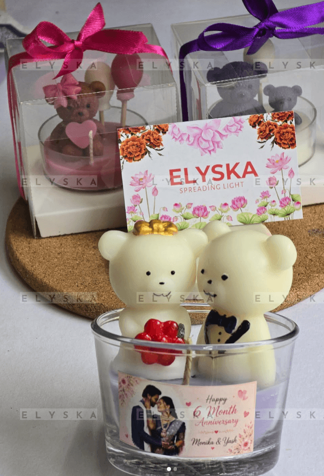 Teddy Bear Couple Candle